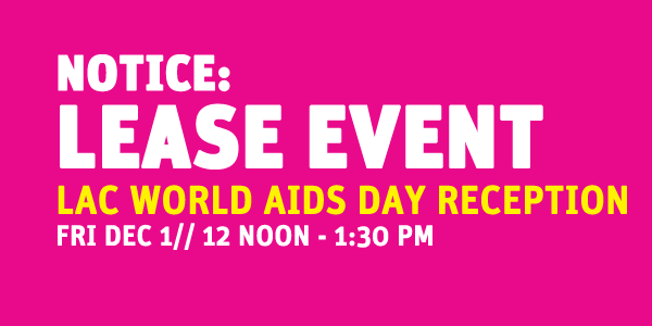 LEASE EVENT: LAC WORLD AIDS DAY RECEPTION @ Grand Park's Fountain Overlook (Between Grand Ave. & Olive Court) | Los Angeles | California | United States