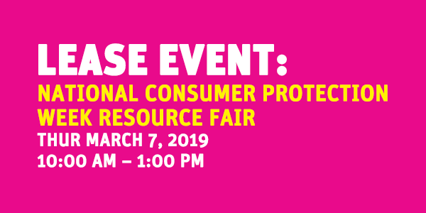 LEASE EVENT: National Consumer Protection Week Resource Fair @ Grand Park Olive Court (between Grand and Hill)